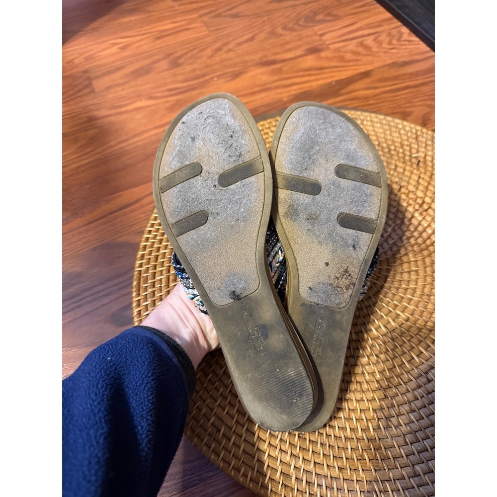 Fergalicious by Fergie Starlit Beaded Sequin Crisscross Slide Sandals Blue 6.5M - Picture 11 of 12